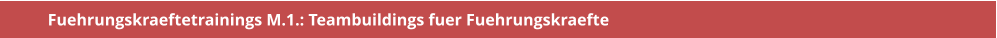 Fuehrungskraeftetrainings M.1.: Teambuildings fuer Fuehrungskraefte