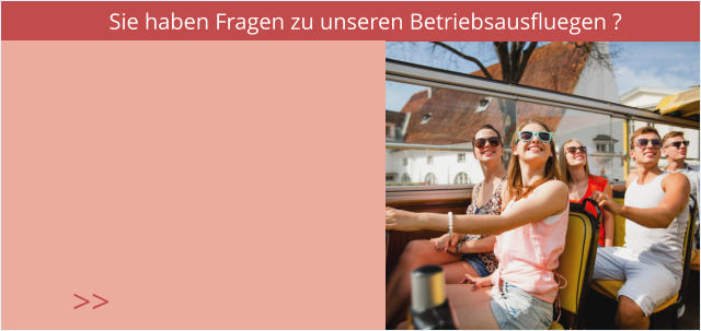 Sie haben Fragen zu unseren Betriebsausfluegen ? >>